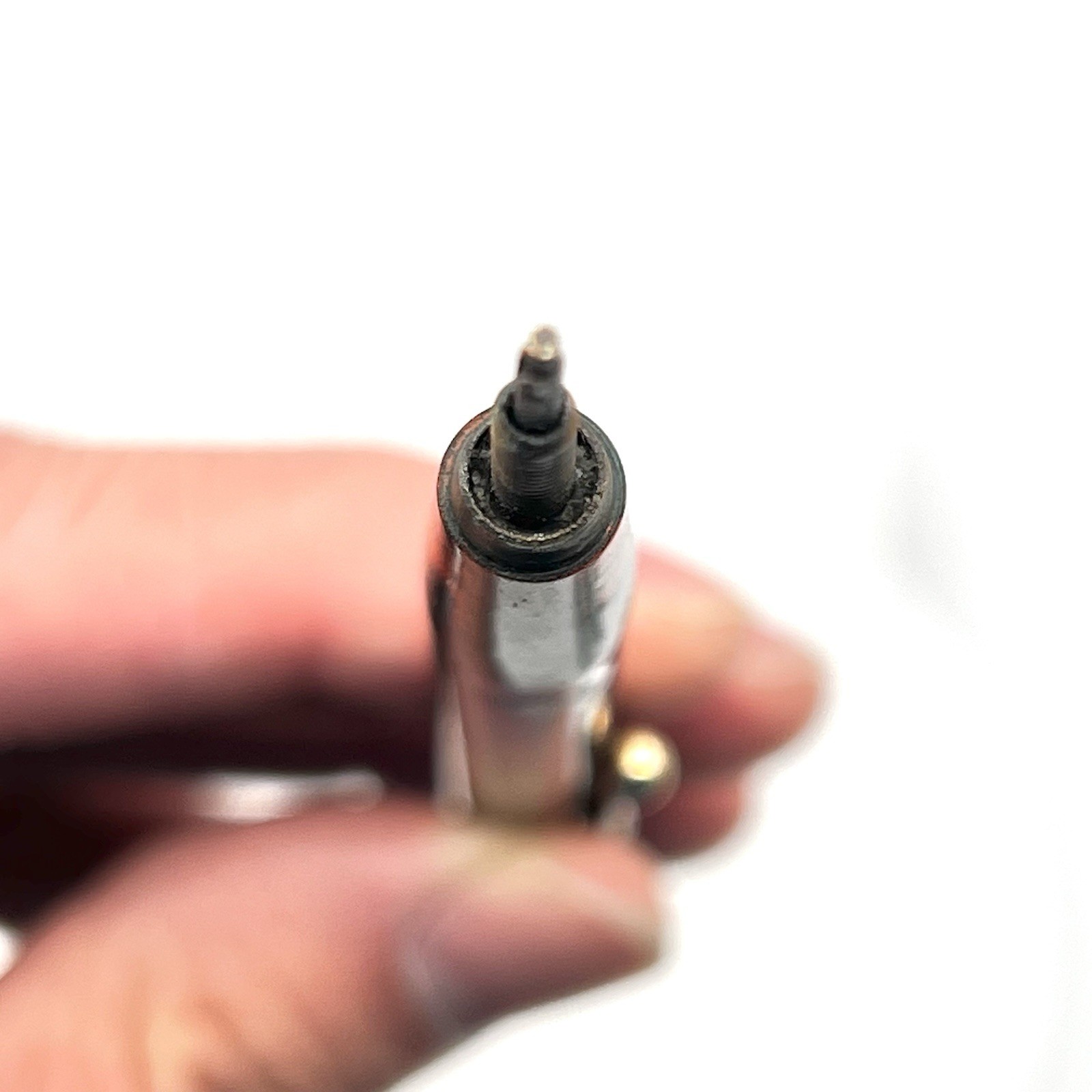 VTG Mabie Todd Fyne Poynt Orange Wood Grain Gold Trim 5-1/16" Twist Pencil