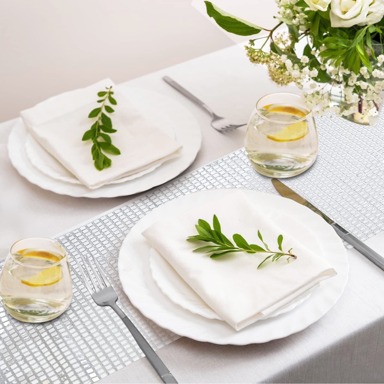 12 x 108 Inches Disco Party Table Runner Mirror Silver Table Cover 70s Disco ...