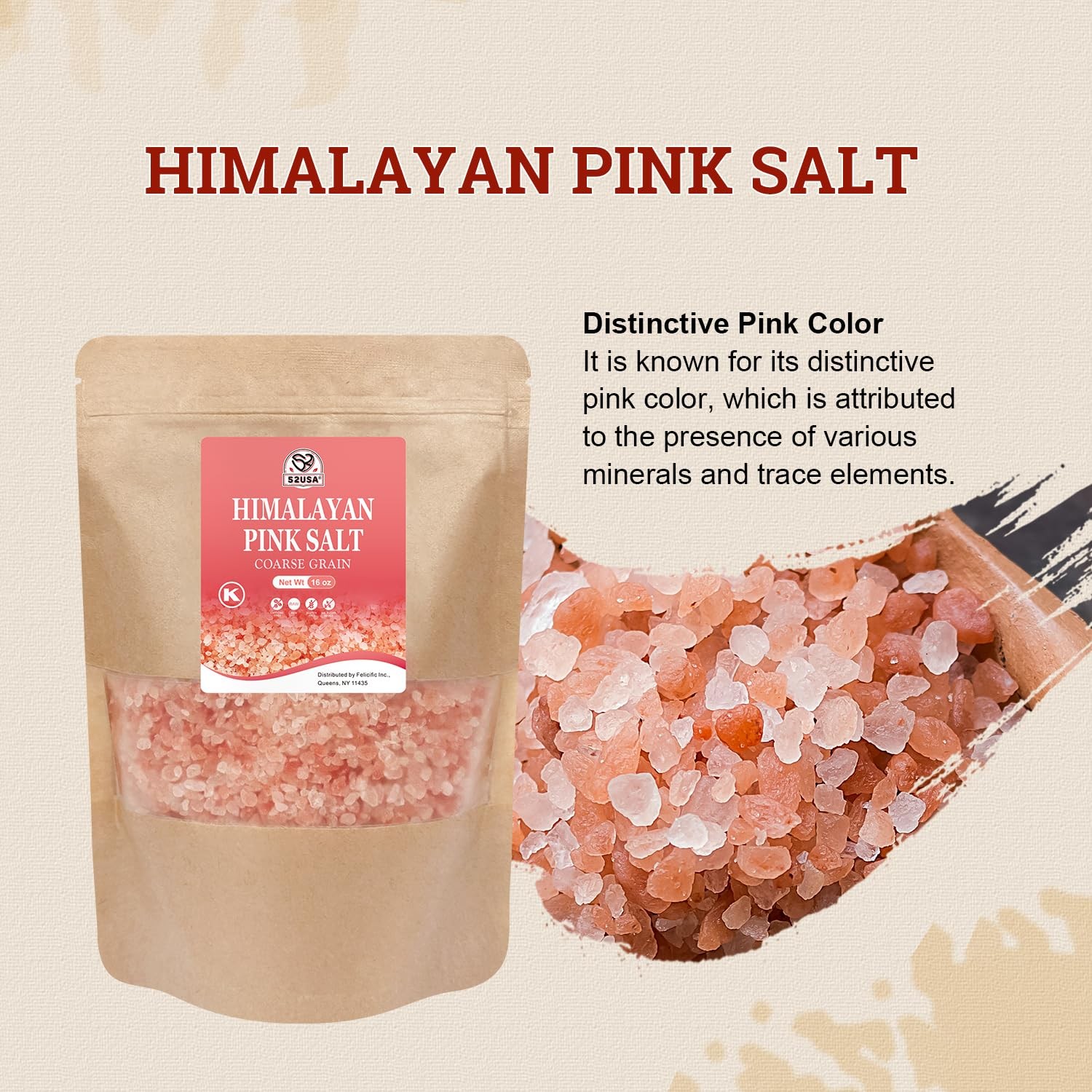 Himalayan Pink Salt Coarse, Coarse Grain 1 Lb, Pink Himalayans Sea Salt, Sea Sal