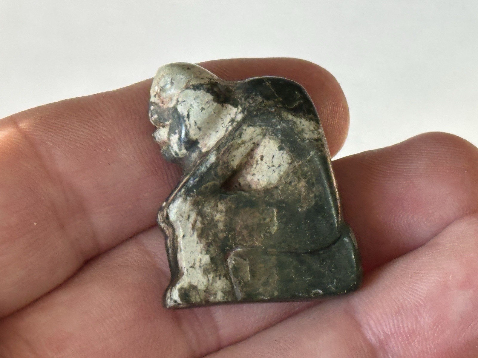 INCREDIBLE PRECOLUMBIAN HUMAN EFFIGY OLMEC JADE STATUE FIGURINE IDOL TOTEM, COA