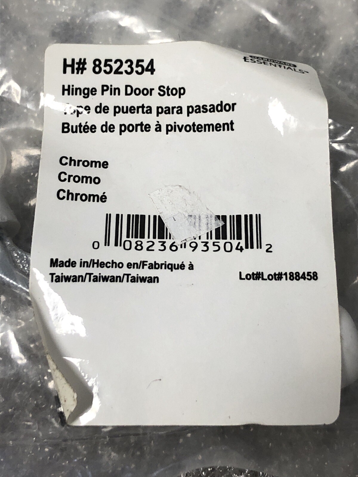 852354 Hinge Pin Door Stops Solid and Hollow Doors CHROME FINISH