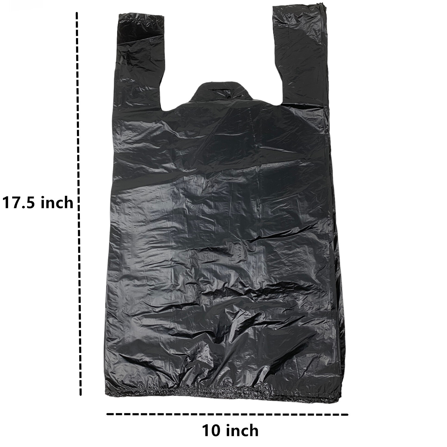 50-600 Pcs T-Shirt Bag Black Plastic Bag Carry Out for Shopping 17.5"x 6"x 10"