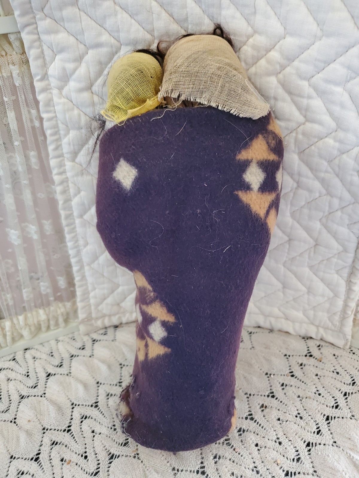 11" Early Mary Frances Woods Native American Indian Doll Skookum & Papoose