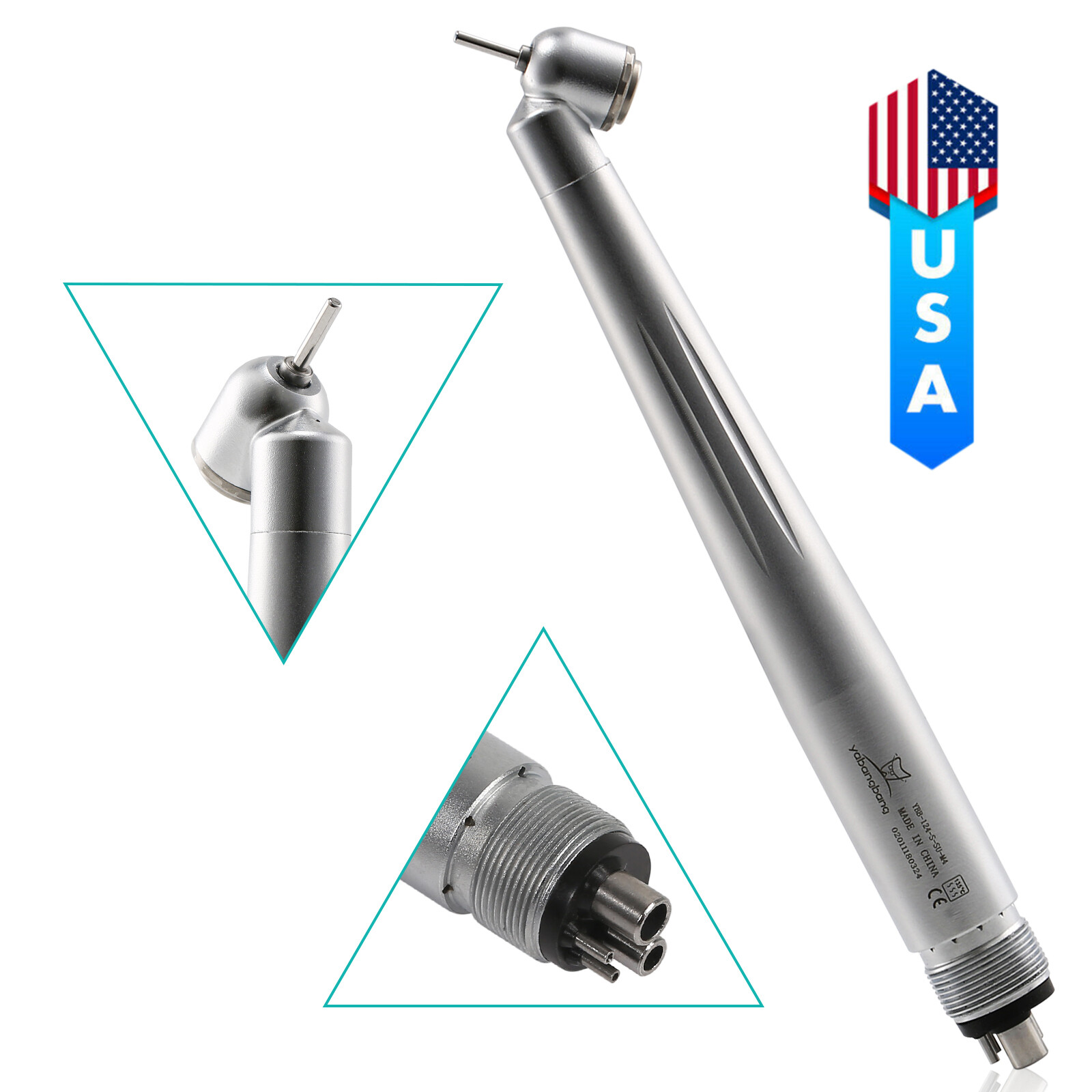 Yabangbang Dental LED/No LED 45 Degree Surgical High Speed Handpiece Push 4 Hole