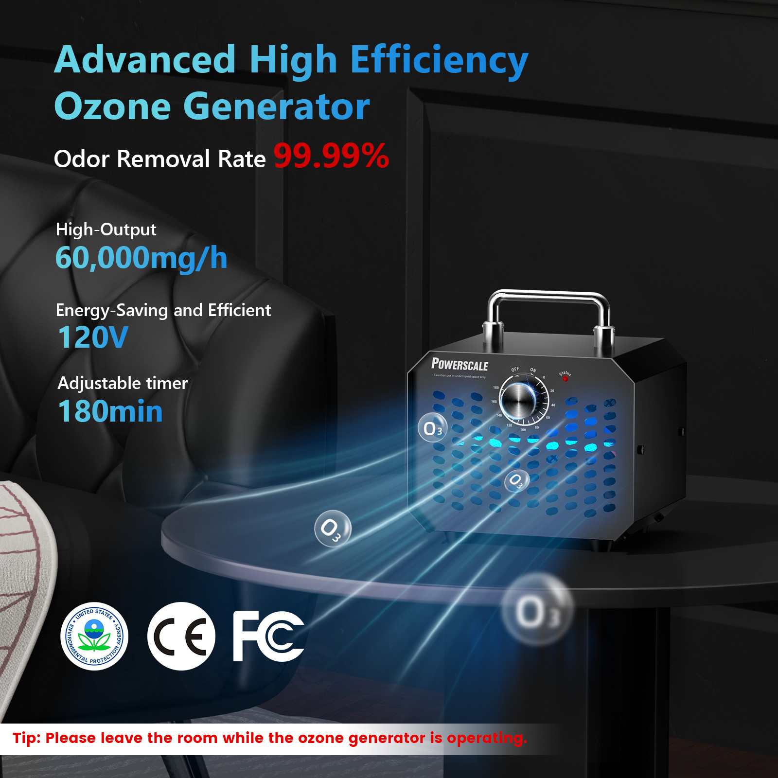 250000mg/h Ozone Generator Machine Air Purifier Ionizer Ozonator Timer for Home