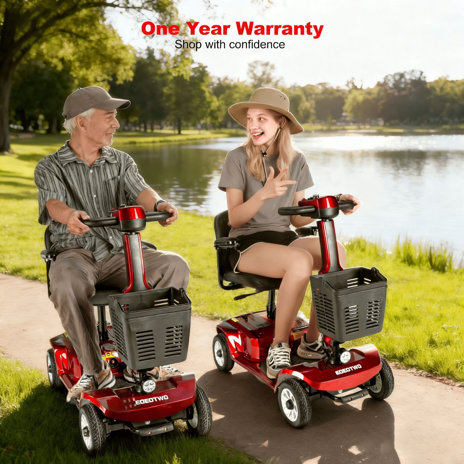 EOEOTWO Folding 4 Wheel Mobility Scooters for Senior Adult Max Load 419lbs