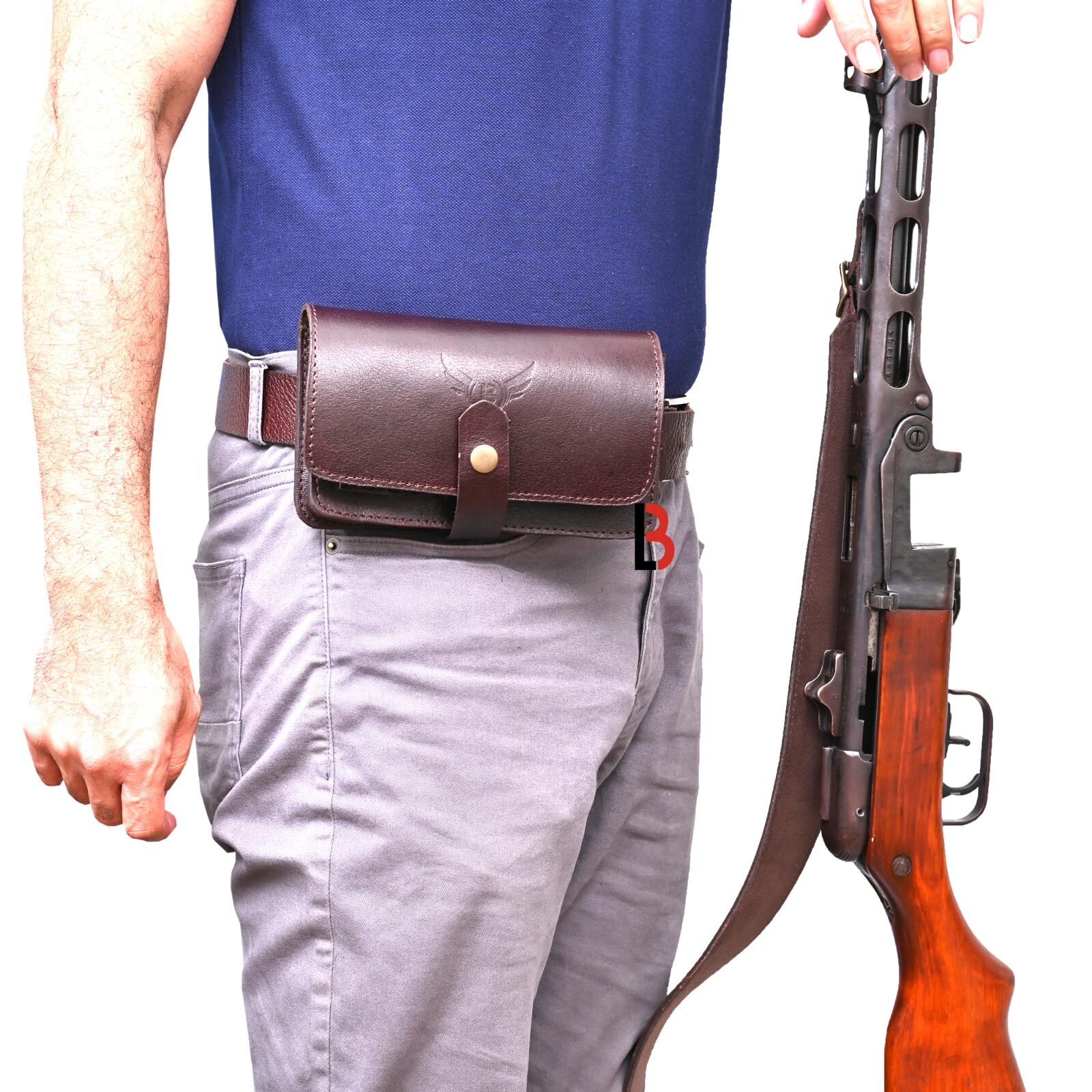 Leather Cartridge Holder 14 Rounds Ammo Wallet Pouch with Belt Loop Shotshell