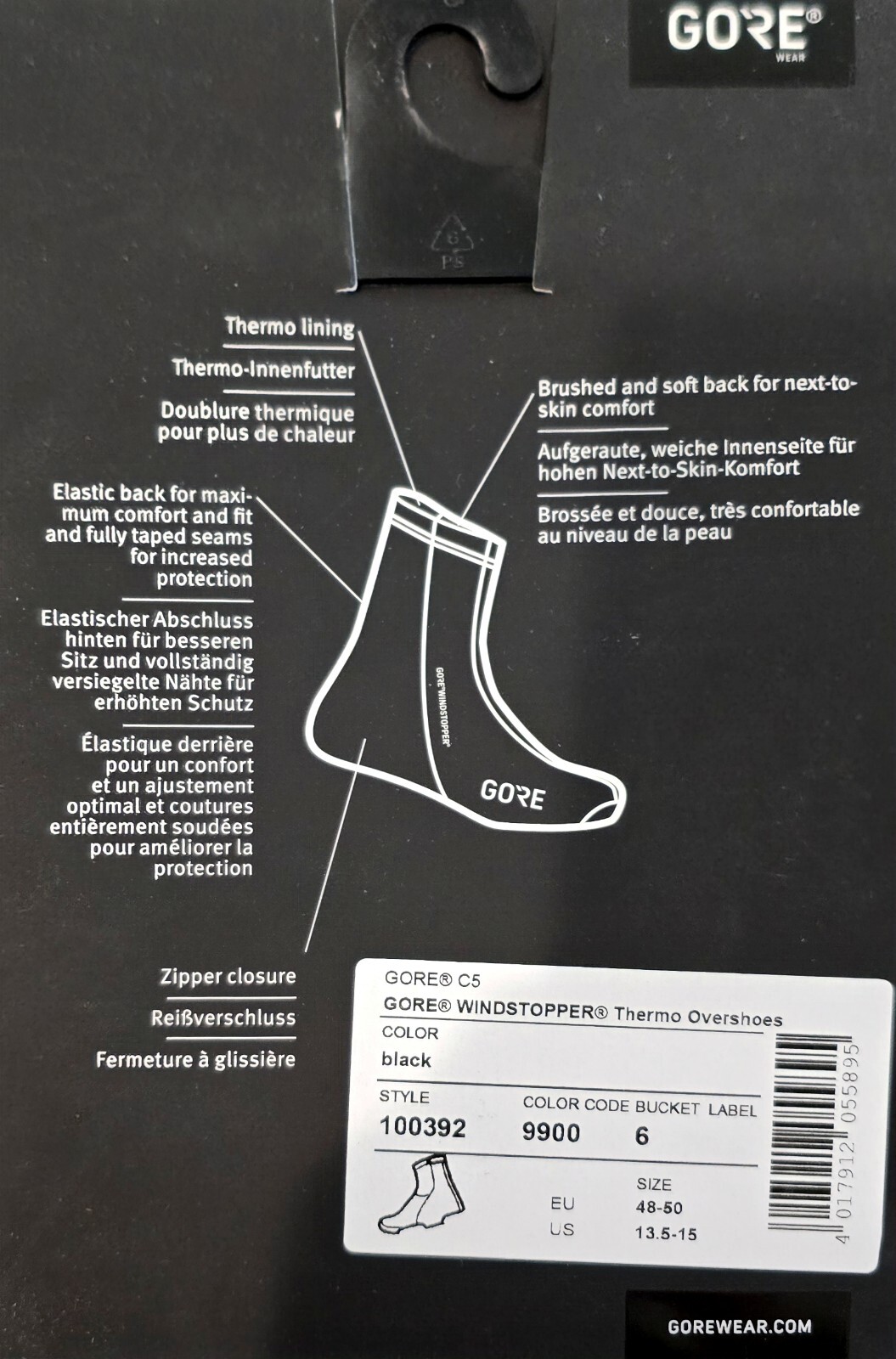 100392 Gore Windstopper Thermo Overshoes XXL 13.5-15 Black SHI Incl.