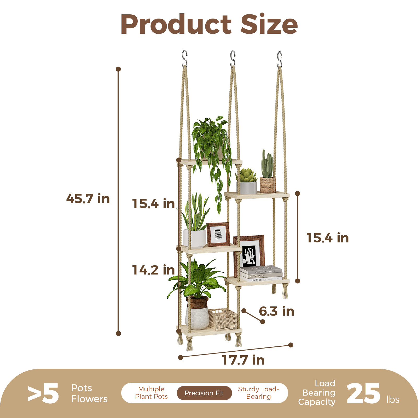 Bamworld Hanging Shelves Plant Hanger Window Plant Shelves Wood Plant Wall Shelf