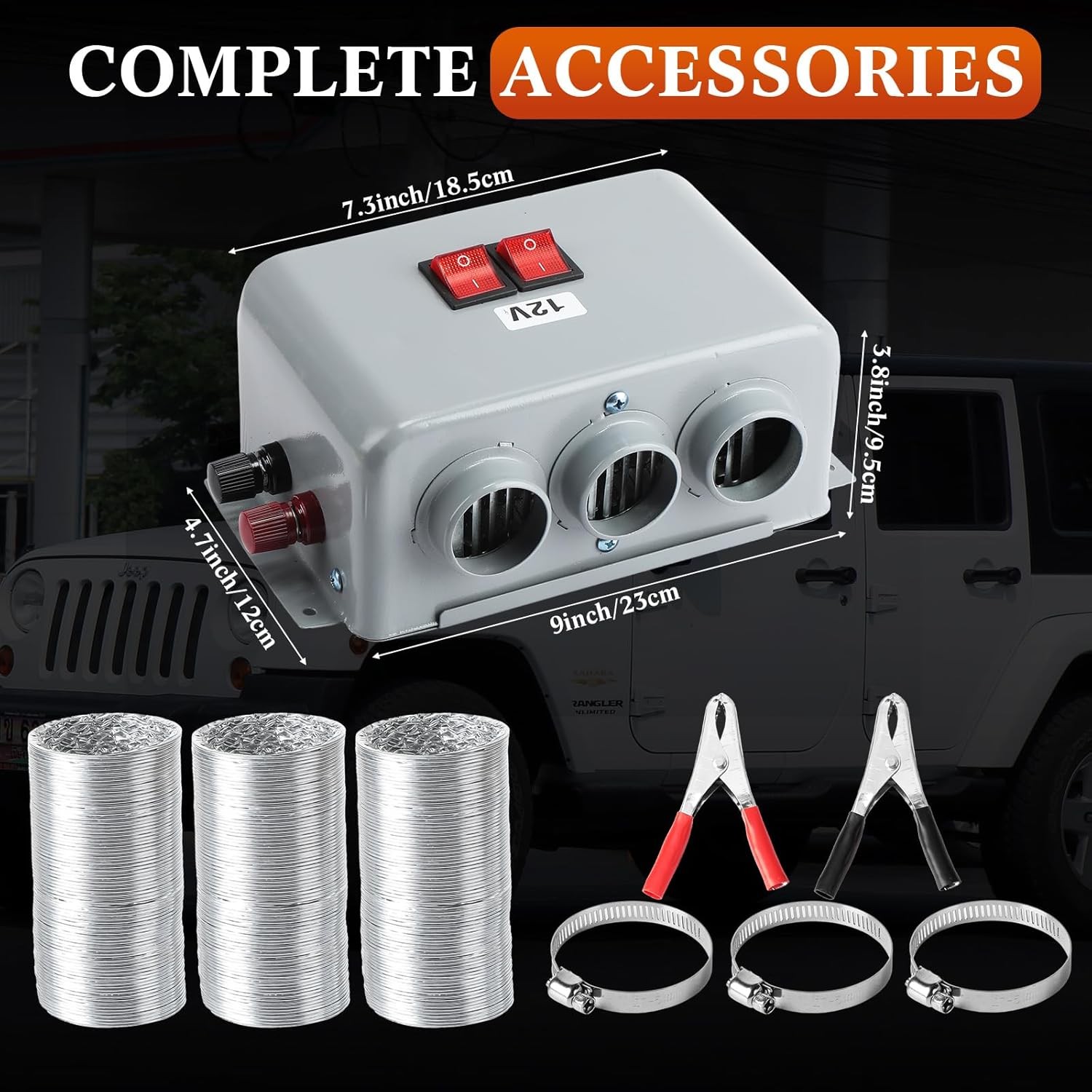 Interior Heater 12V 800W Dual Gear 3 Hole Compact Car Demister Winter Fast Heat