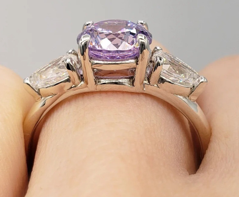 5.00 Ct Certified Round Shape Natural Purple Diamond Ring VVS1 White Gold Finish