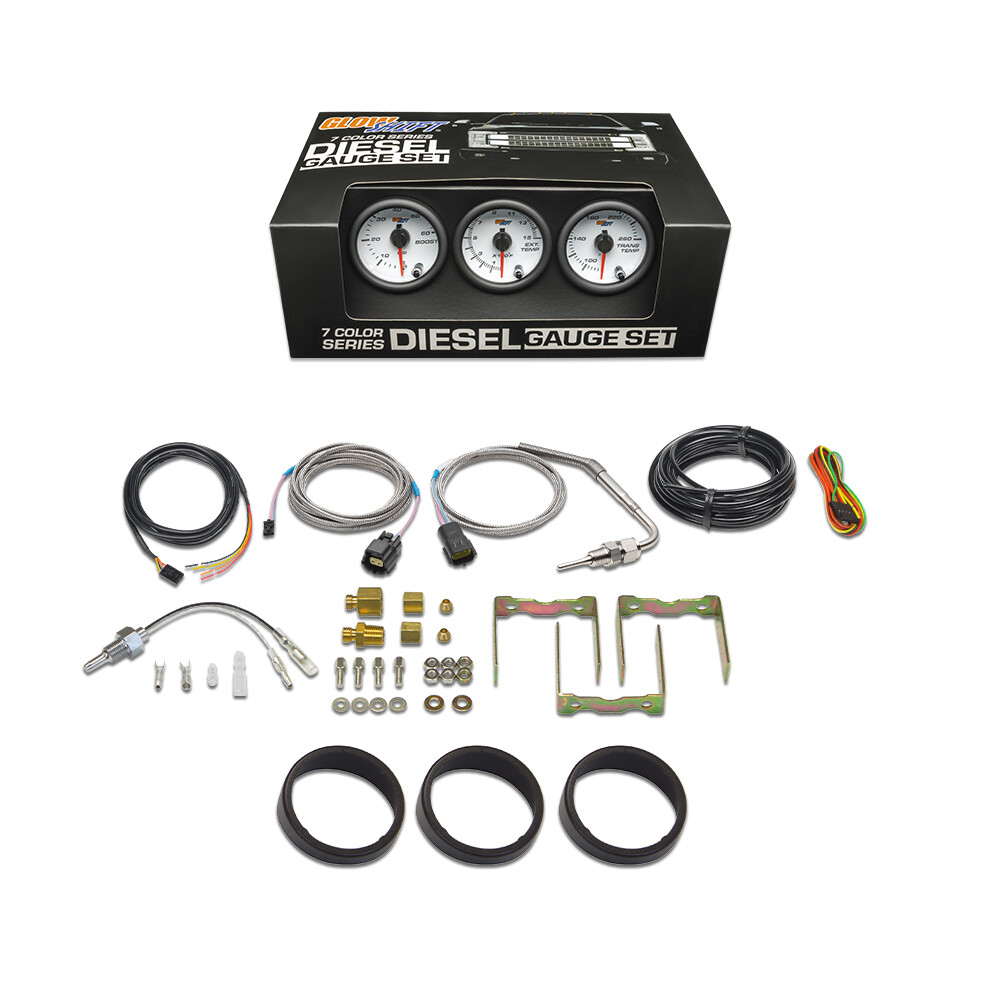 GLOWSHIFT WHITE 7 COLOR DIESEL GAUGE PACKAGE SET FOR DODGE RAM 5.9L 6.7L CUMMINS