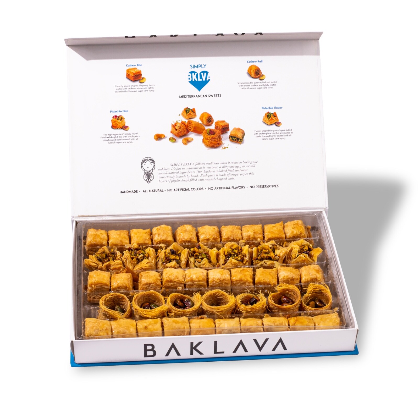 Simply BKLVA - Assorted Dubai Style Baklava - Gift Box - 40-50 Pieces / .99lb