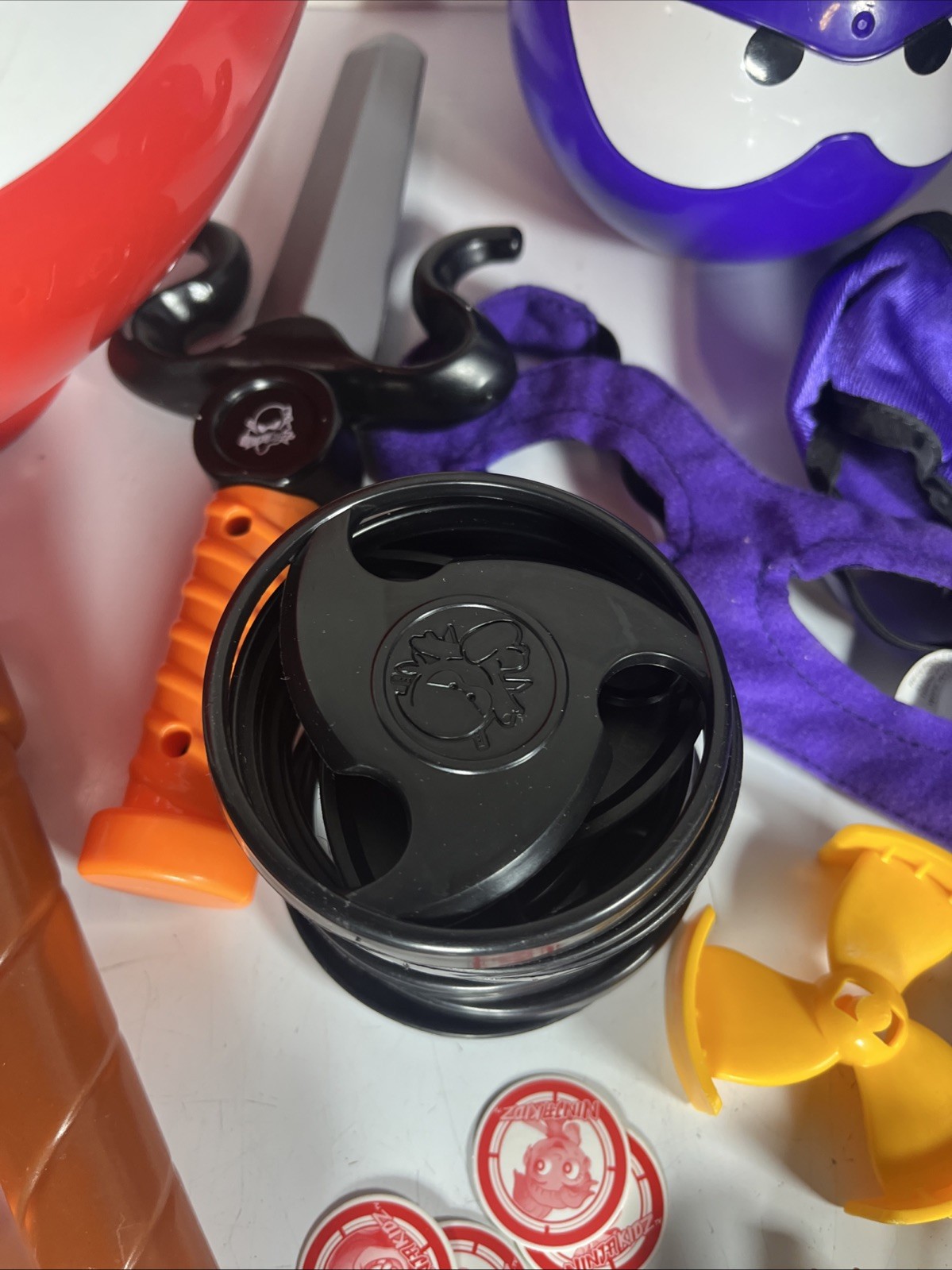 Ninja Kidz Lot Giant Mystery Ball Toy Purple/Red Case Figures Costume Mask Belt