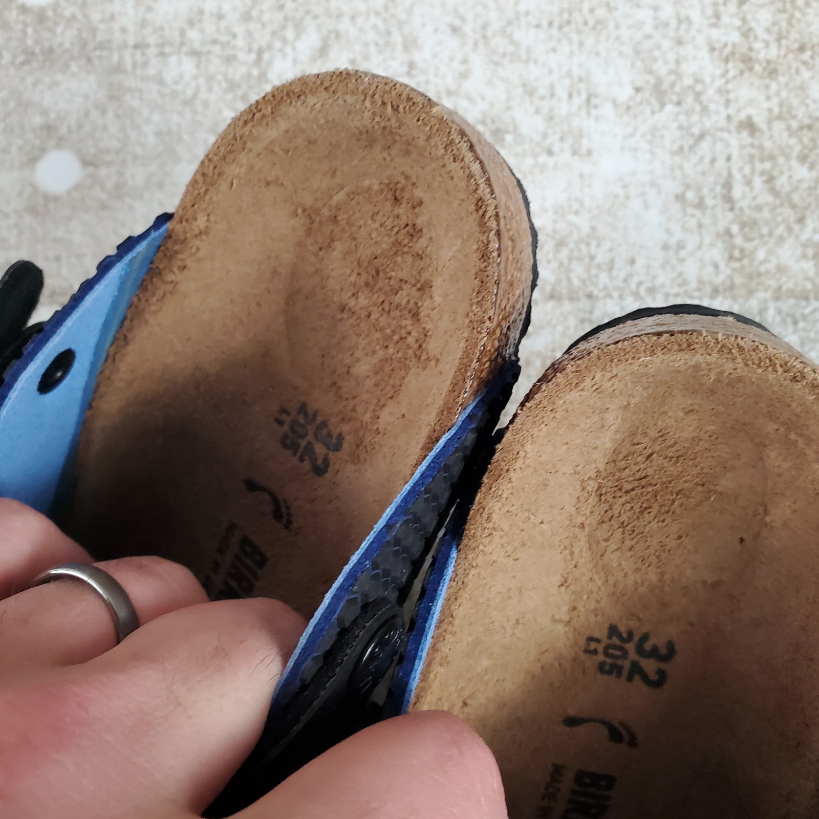 Birkenstock Kay Kids Slip On Clog Sandals Sz 1 EU 32 Blue Black Clogs