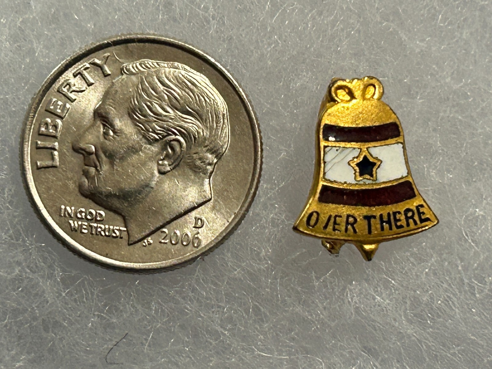 WW1 "Over There" Bell Shaped - Enameled *Son In Service* Pin AEF - PB