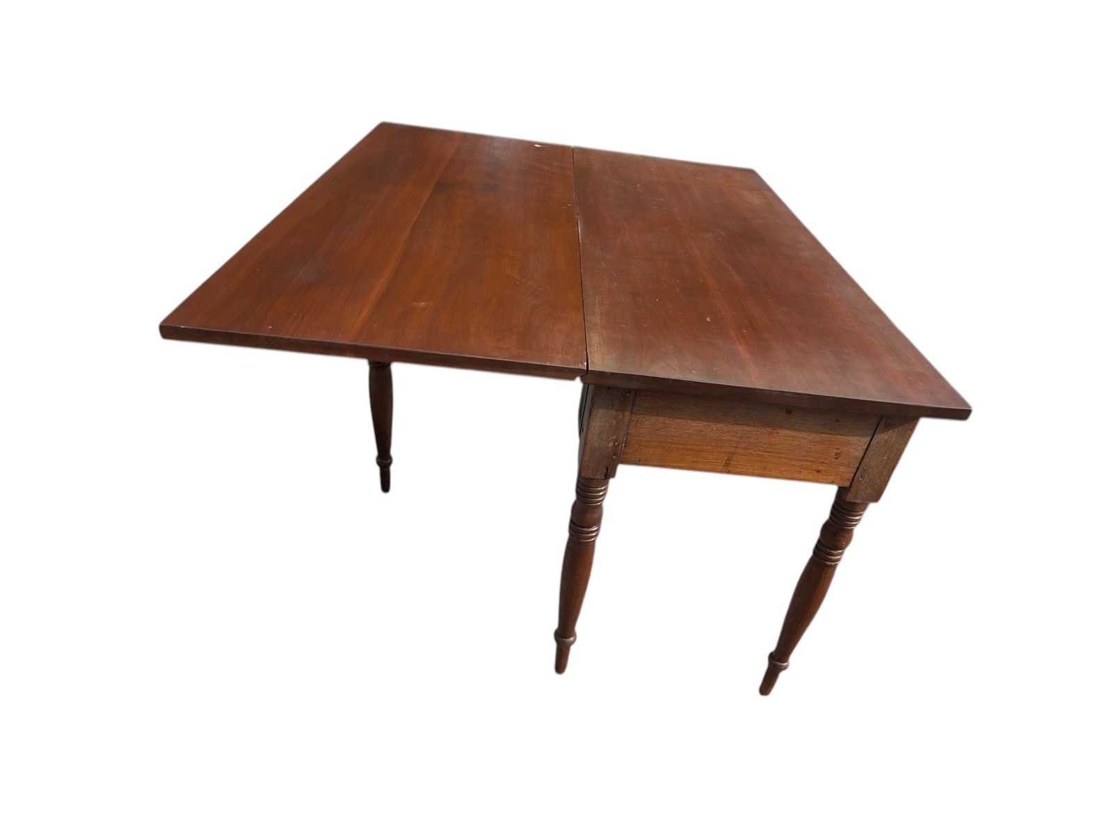 Antique Sheraton 2 drawer console work foyer table walnut 1820 country farmhouse