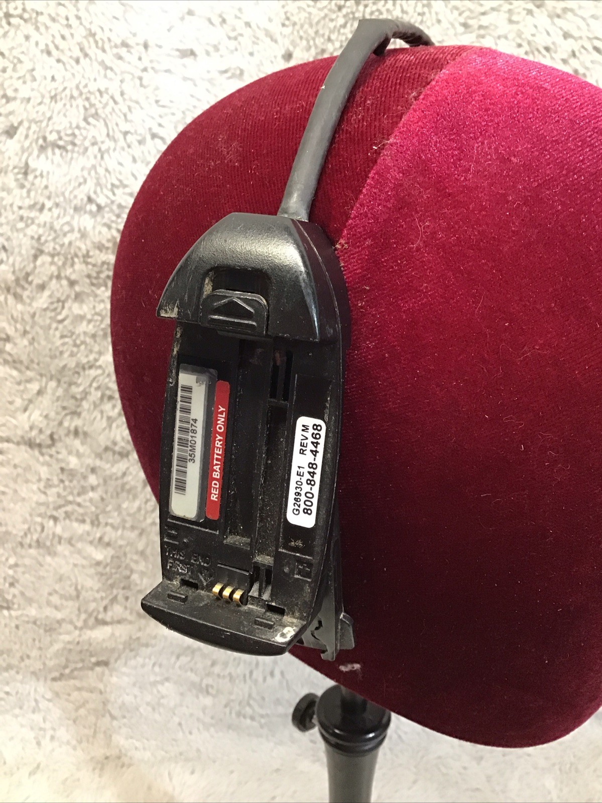 HME HS6000 RED Wireless Drive Thru Intercom Headset W/Battery Used Working Rough