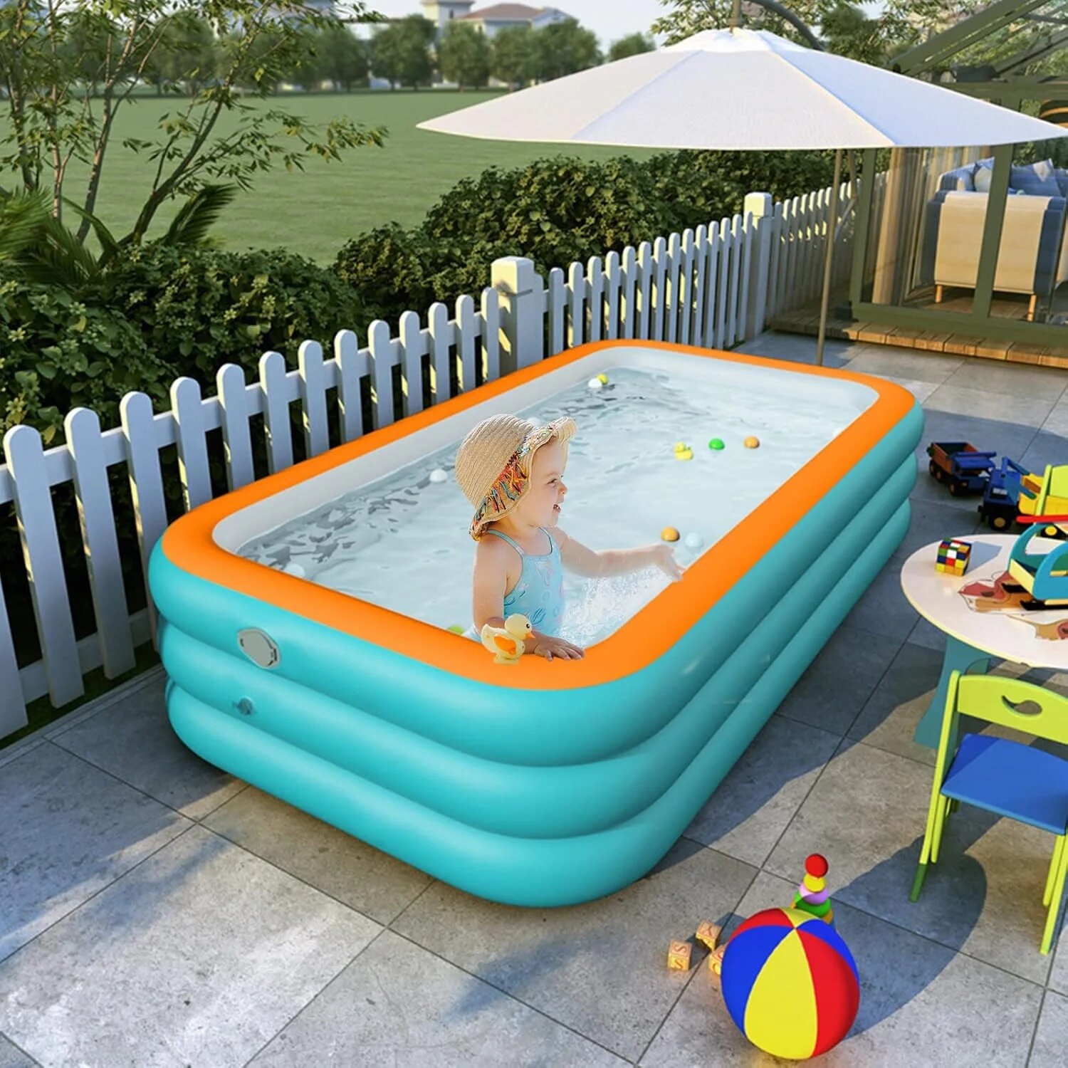 102"x63"x22" Extra Large Family Inflatable Swimming Pool for Kids Adults Pools