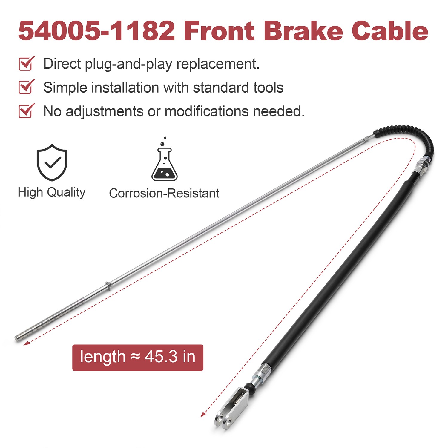 Brake Cable 54005-1182 for Kawasaki Vulcan 800 95-05 & Vulcan 800 Classic 96-05