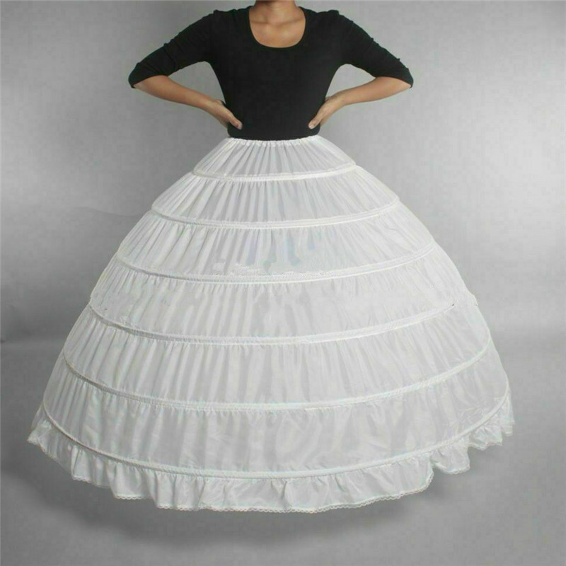 Women White Bridal Petticoat Hoop Skirt Crinoline Slip Wedding Gown Underskirt
