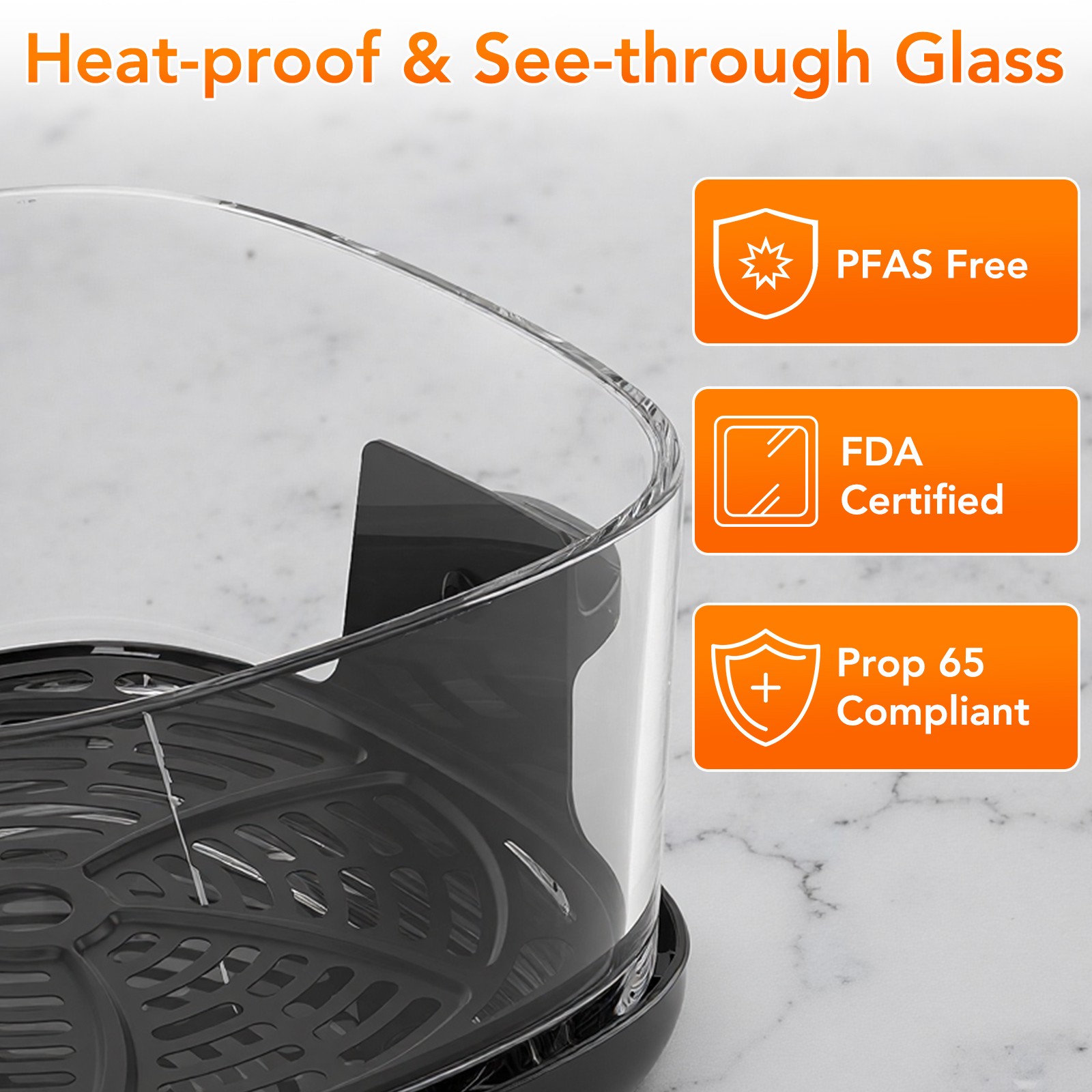 5 in 1 Glass Air Fryer, 360 Transparent Visibility Air Fryer, 4.7QT & 2.6QT