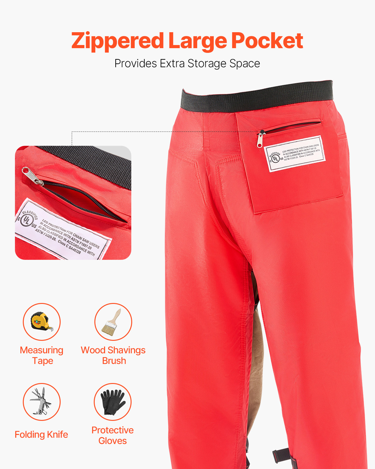 Chainsaw Chaps 39.7" Apron Style Forestry Chainsaw Safety Chaps Class C Large