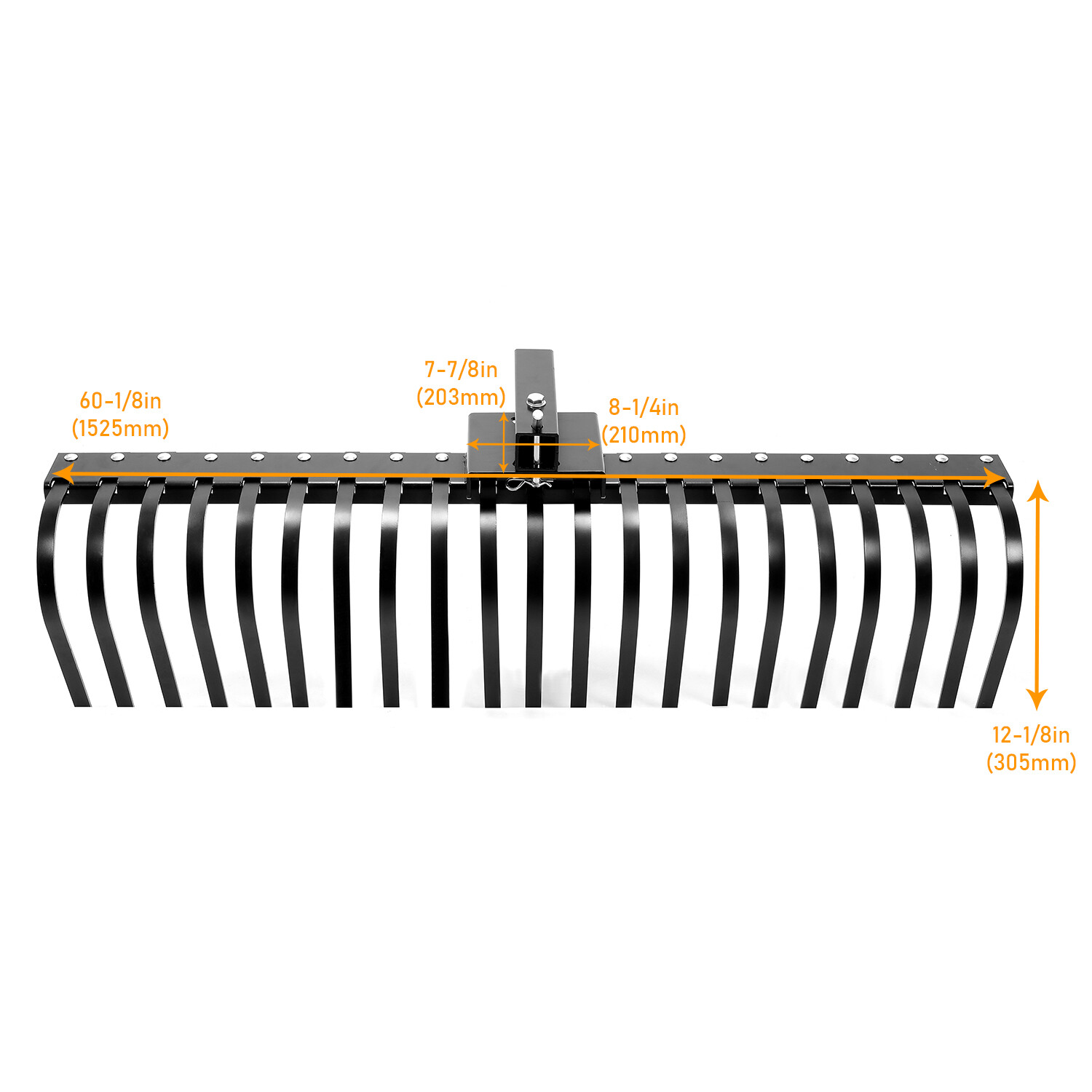 3 Point Landscape Rake 5' For ATV UTV SXS Compact Tractors 2" Hitch Receiver