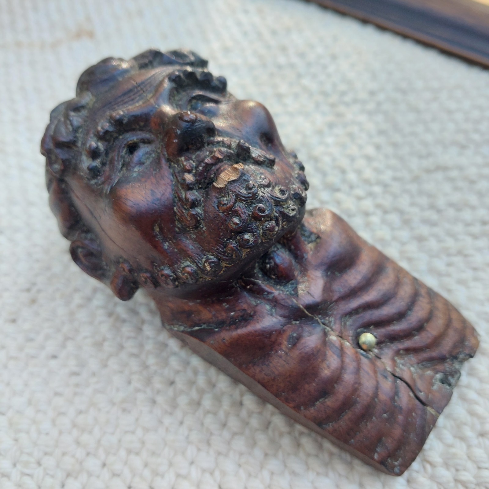 Antique Carved Man Wood Victorian Salvage Architectural Furniture Trim Picture