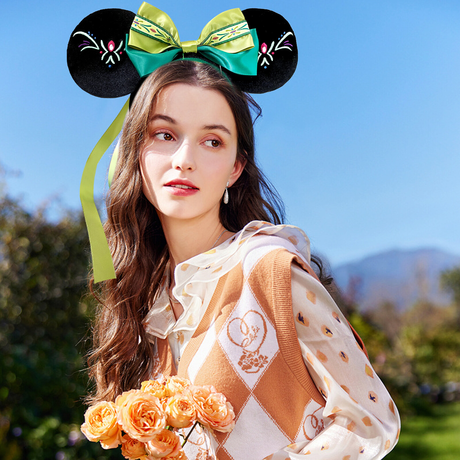 Disney- Resort Anna Princess Minnie Mouse Ears Frozen Fantasy Springs Headband