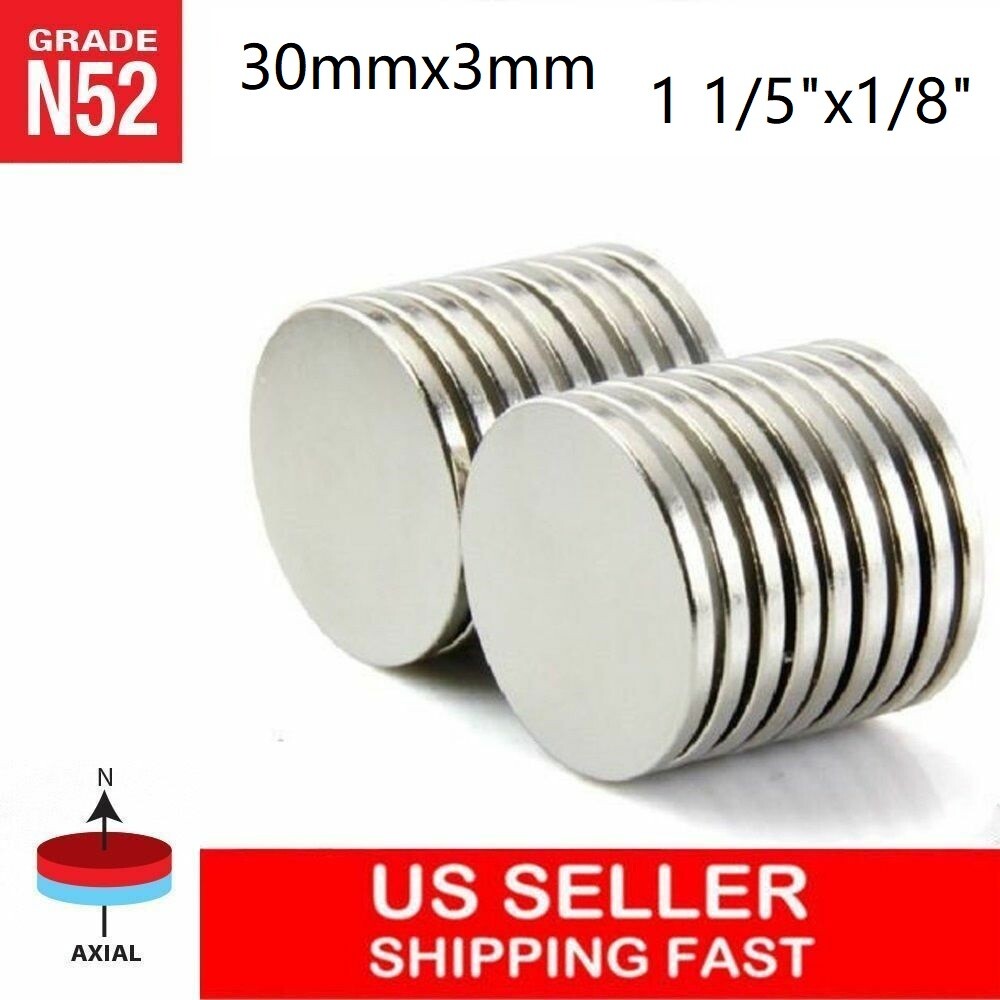 10 25 50 100 pc 30mm x 3mm N52 Strong Disc Rare Earth Neodymium Magnet 30x3 mm