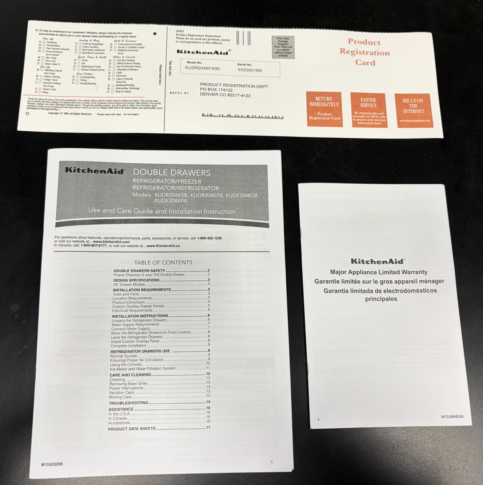 KitchenAid KUDR204KPA 24 Inch Panel-Ready Undercounter Double-Drawer Refrigerato