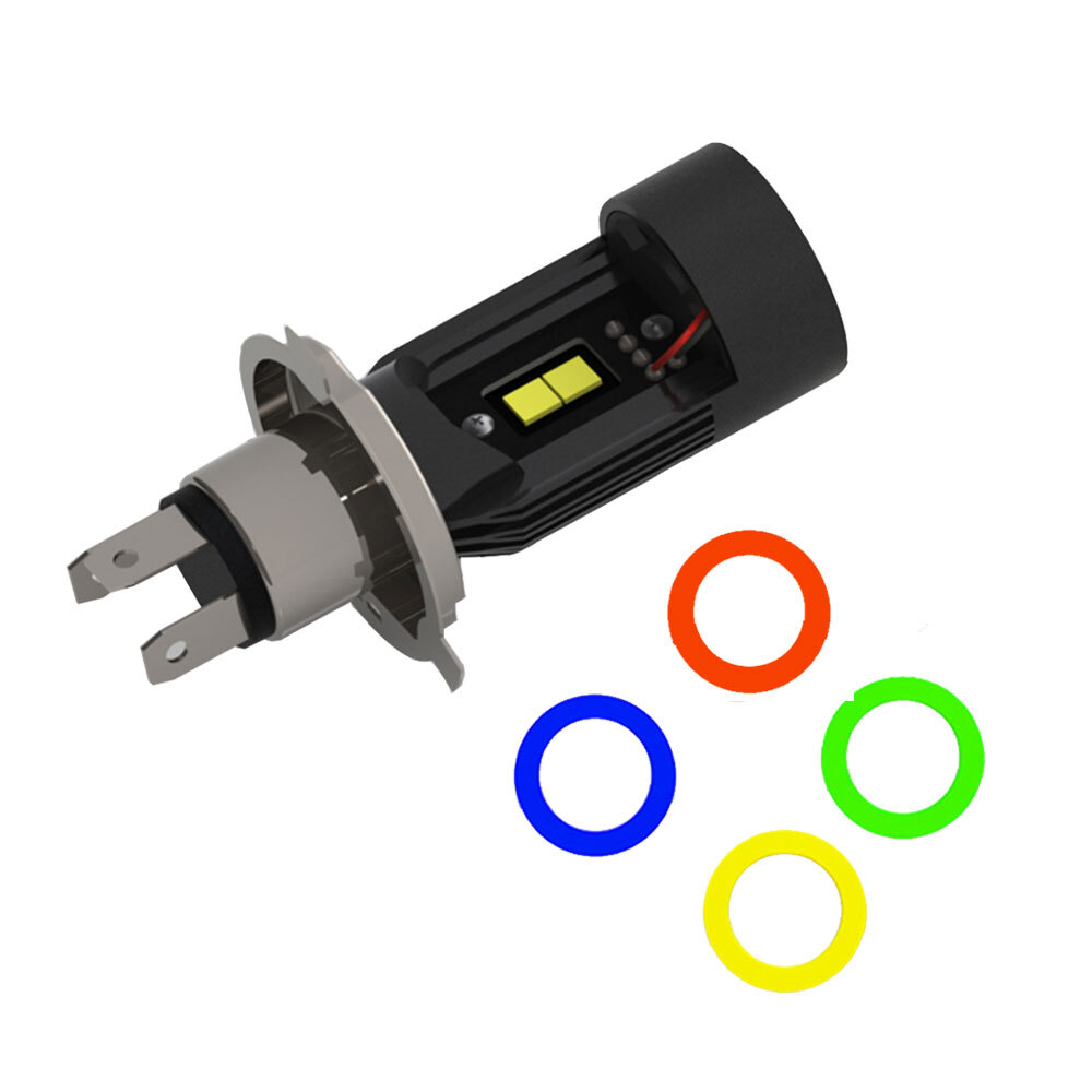 12/24V 5Color Angel Eye LED H4 HS1 P43T Car Headlight Bulb Motorcycle Lamp BA20D