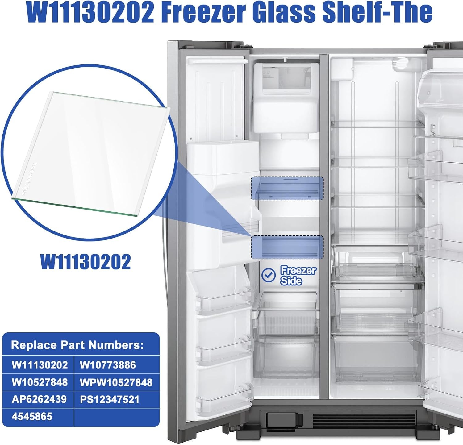 UPGRADED W11130202 Freezer Glass Shelf, Fridge Tempered Shelf for...