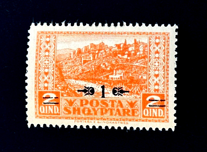 ALBANIA Stamp - 1924 Gjirokaster View Sn 163 Overprint MH r65