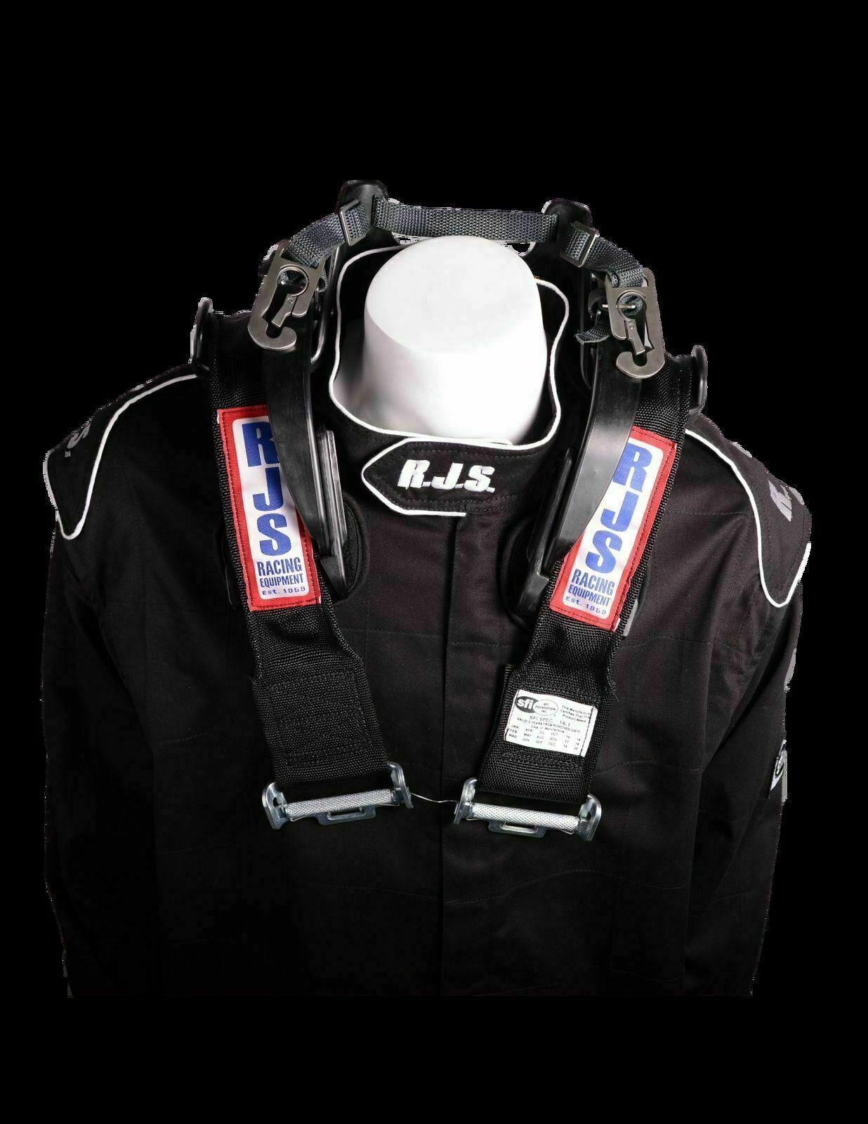 RJS SFI 16.1 5 POINT HANS CAM LOCK UNIVERSAL FLOOR MOUNT BELT BLACK