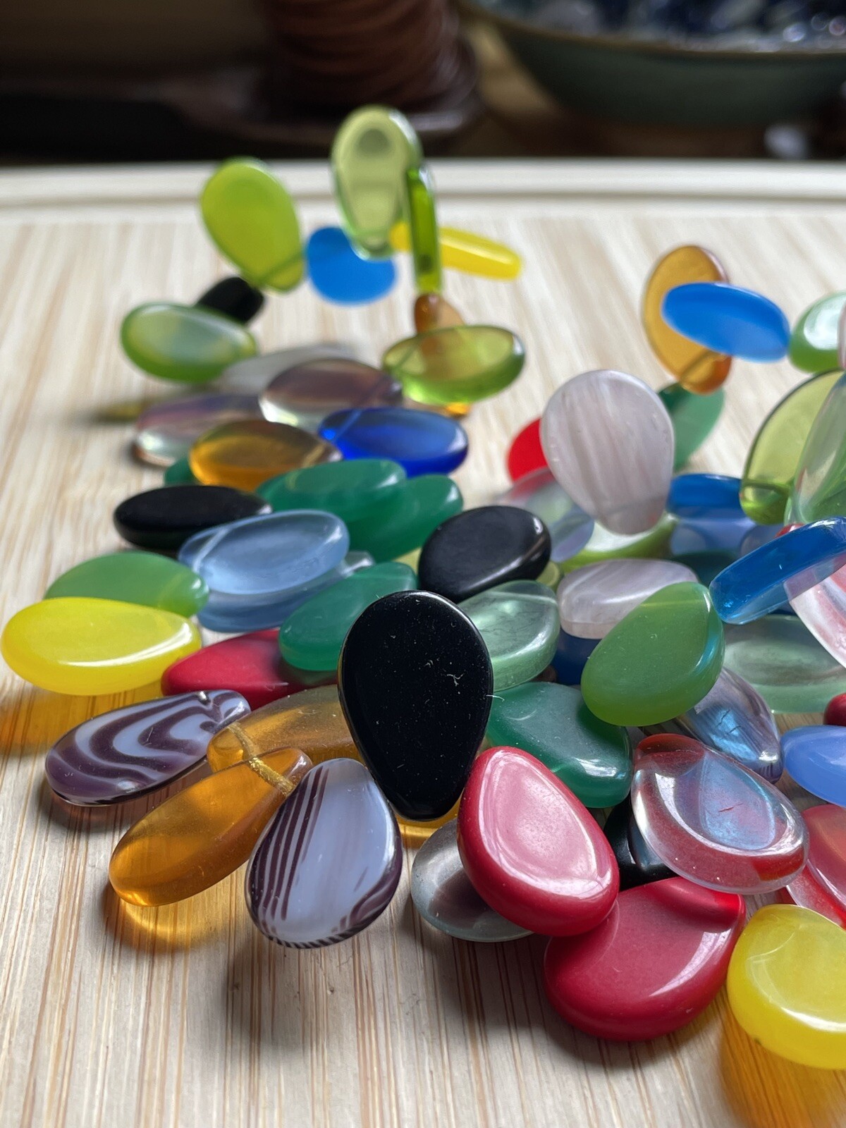 African Trade Beads Mali Wedding Necklace Czech Paddle Glass