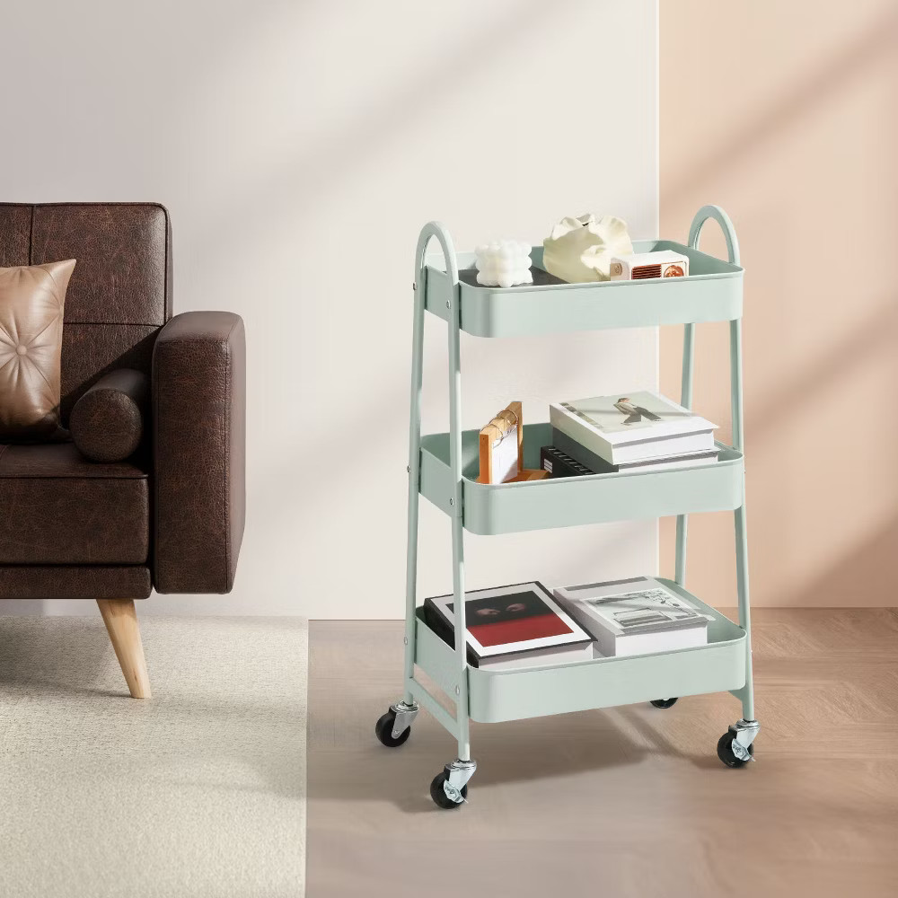 JIONJOY 3 Tier Utility Rolling Cart, Premium Metal Mobile Storage Cart with