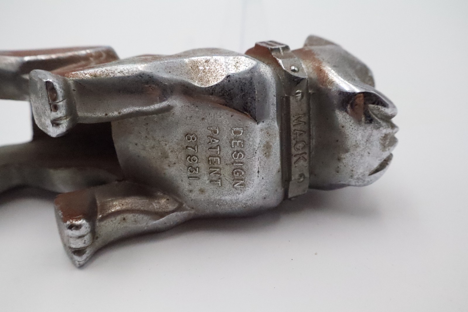 Vintage Mack Trucks Bulldog Hood Ornament Design Patent 87931 Metal