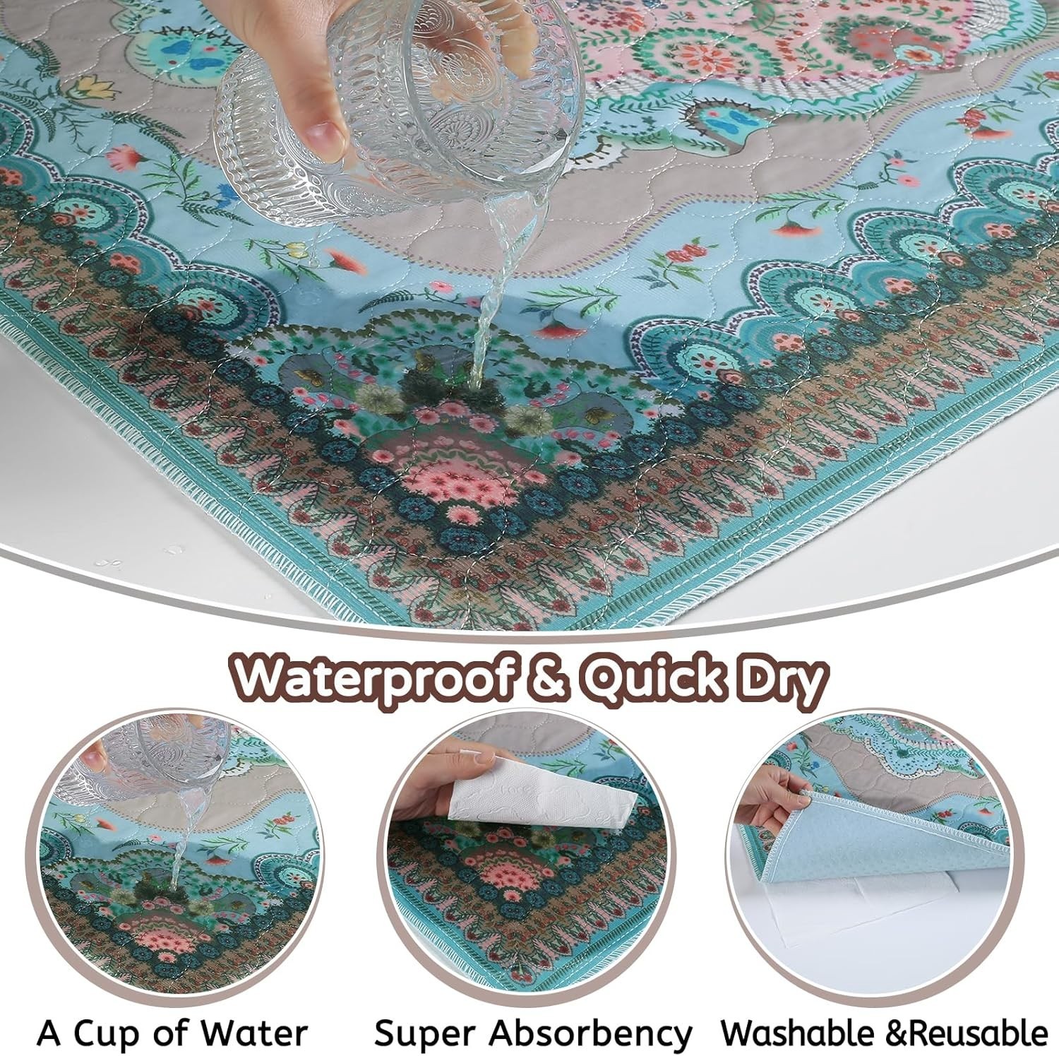 Washable Puppy Pee Pads for Dogs with Pheromones (Bohem 24" X24" 2 Pack), Traini