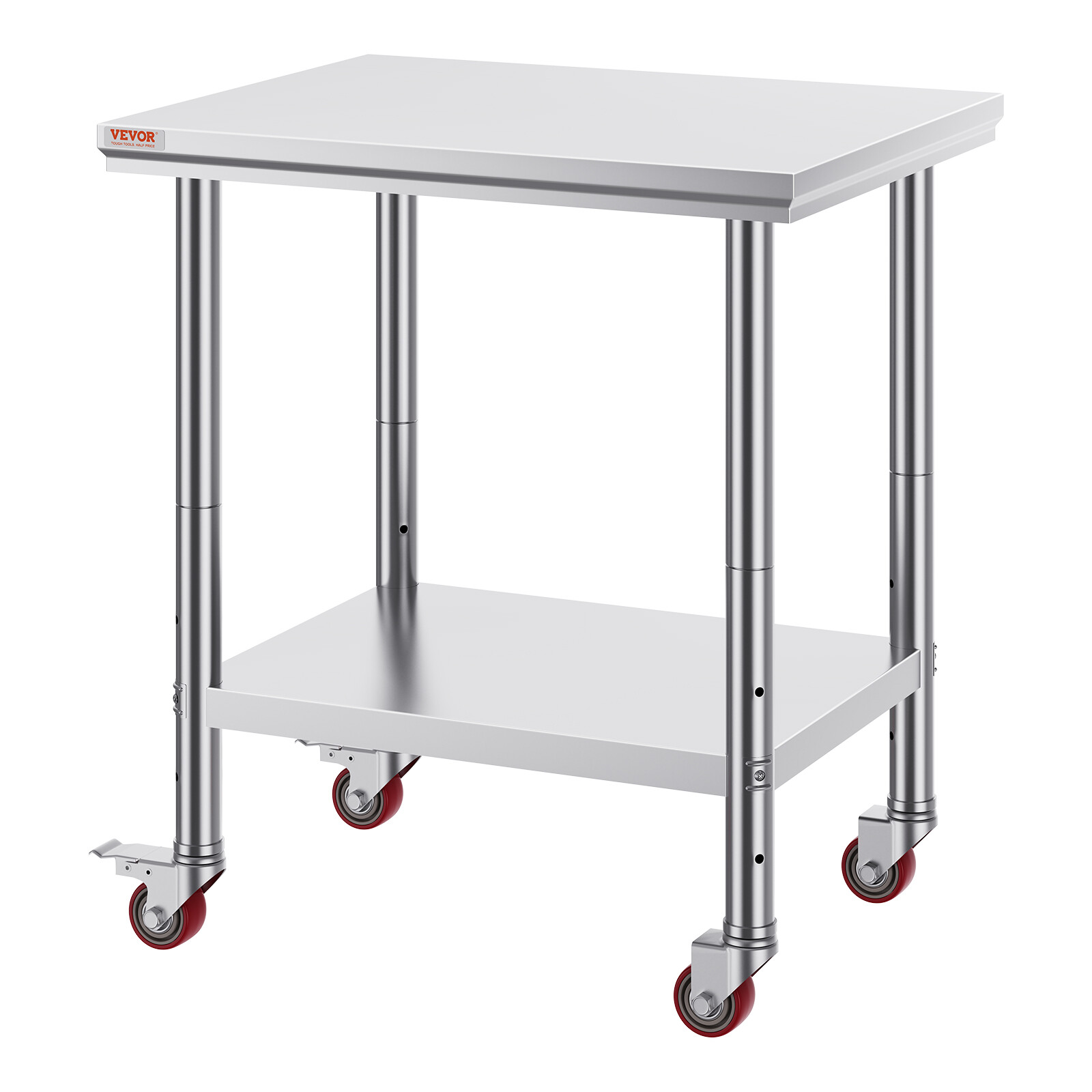 Rolling Stainless Steel Work Table 30"x24" Cart + Casters Undershelf Heavy Duty