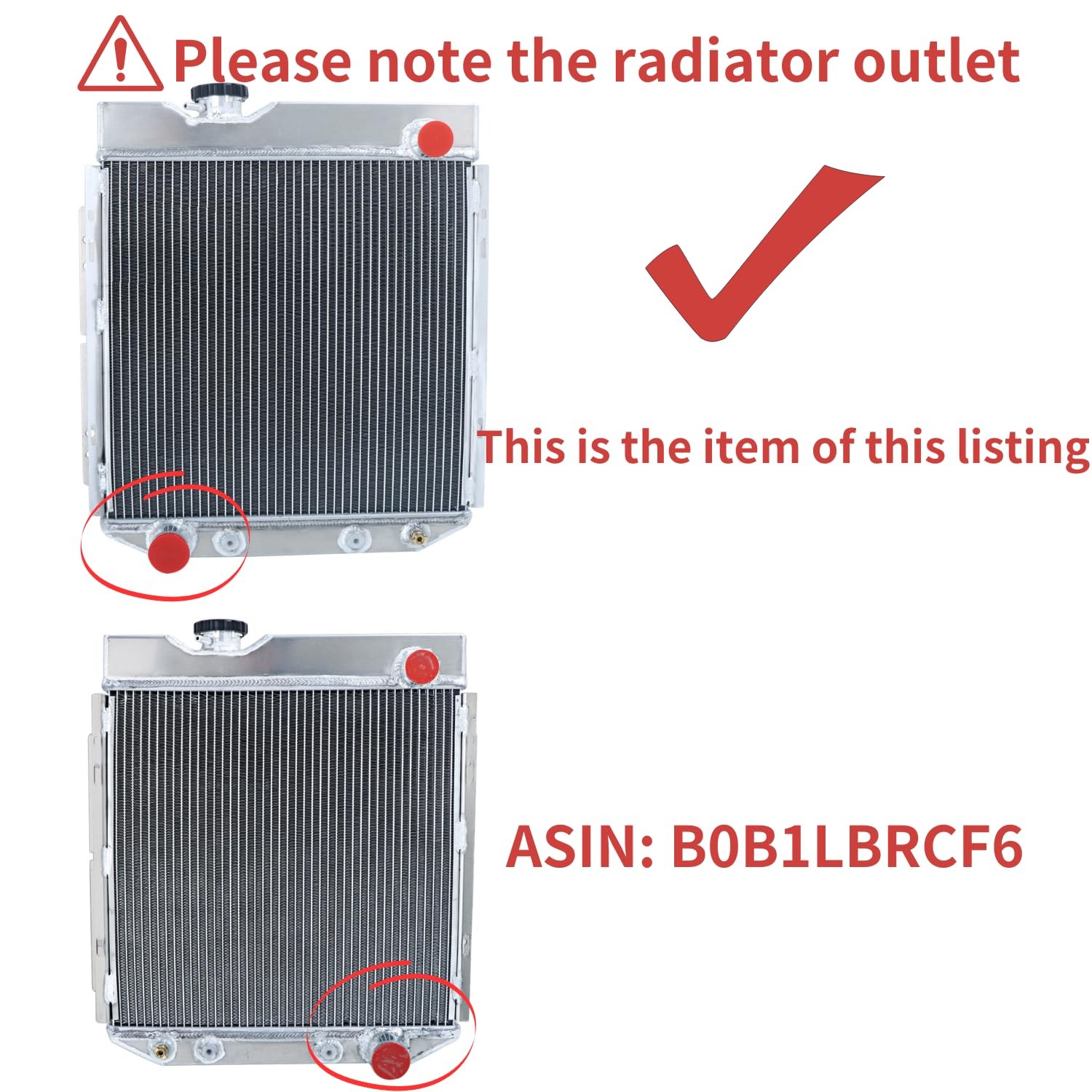 3 Row Core Aluminum Radiator for 1964-1966 Ford Mustang / 1960-1965 Falcon 5.0L