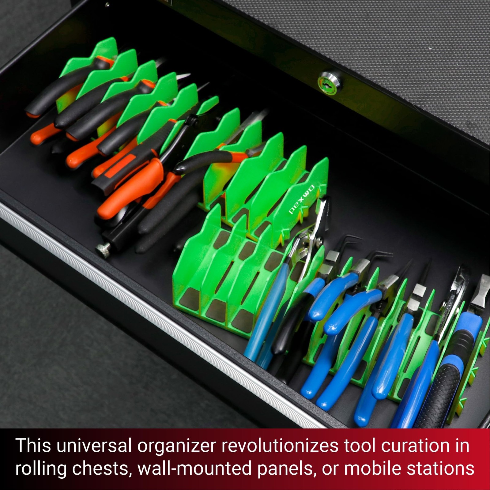Plier Organizer & Rack (4-Pack, High-Vis Green) – 40-Slot Tool Storage for