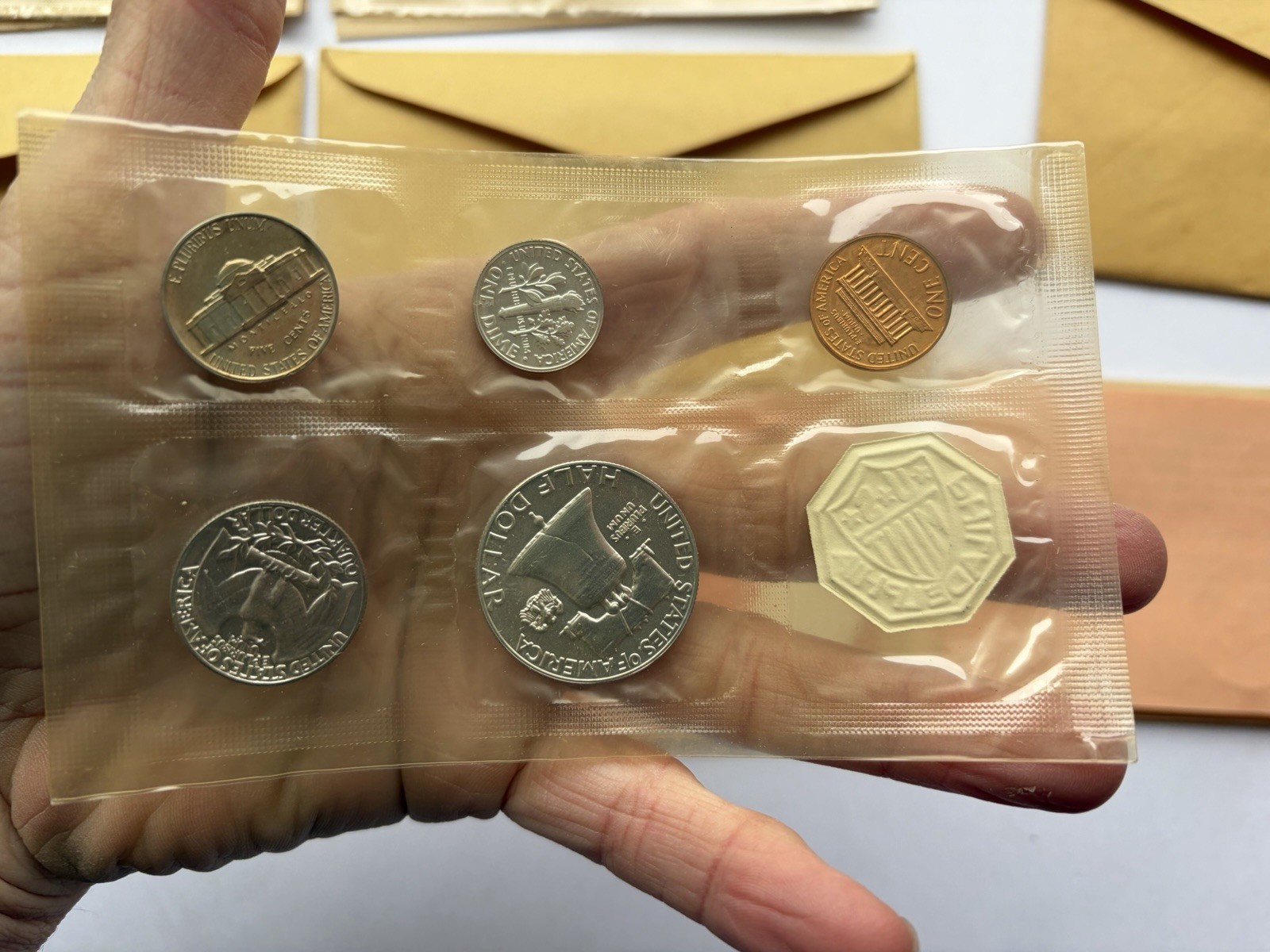 FRANKLIN HALF 1963 P U.S. MINT 90% SILVER PROOF SET 5 COINS & ENVELOPE & INSERT