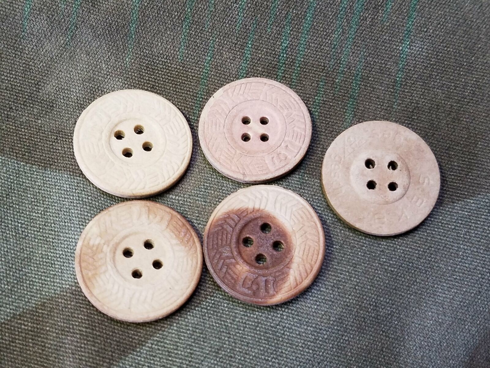 WWII German Arbeitsdienst Pressed Paper 20mm Buttons (Lot of 5) RAD Uniform ASIS