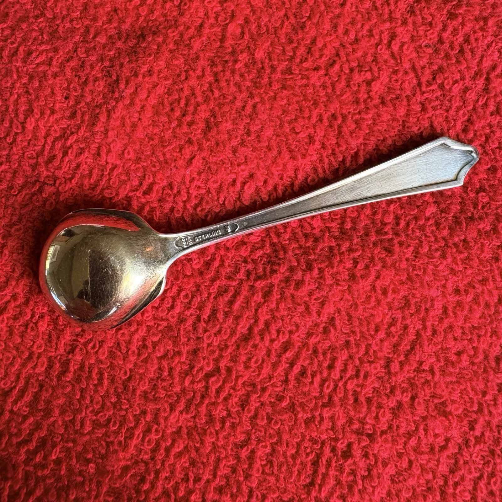 Vintage Sterling Silver Salt Spoon Set Of 8 Classic Design Gold Washed Bowl. mon
