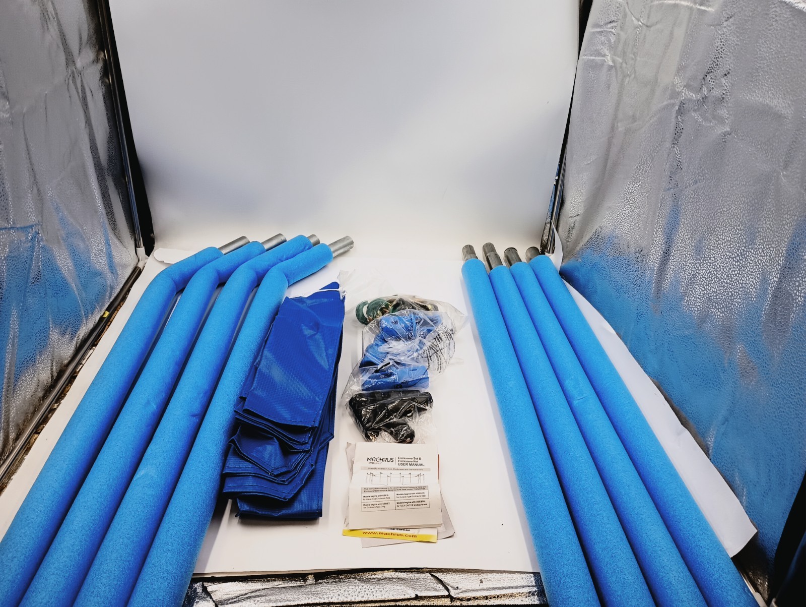 UPPER BOUNCE TRAMPOLINE SAFETY ENCLOSURE CURVED 4 POLES & HARDWARE SET (NO NET)