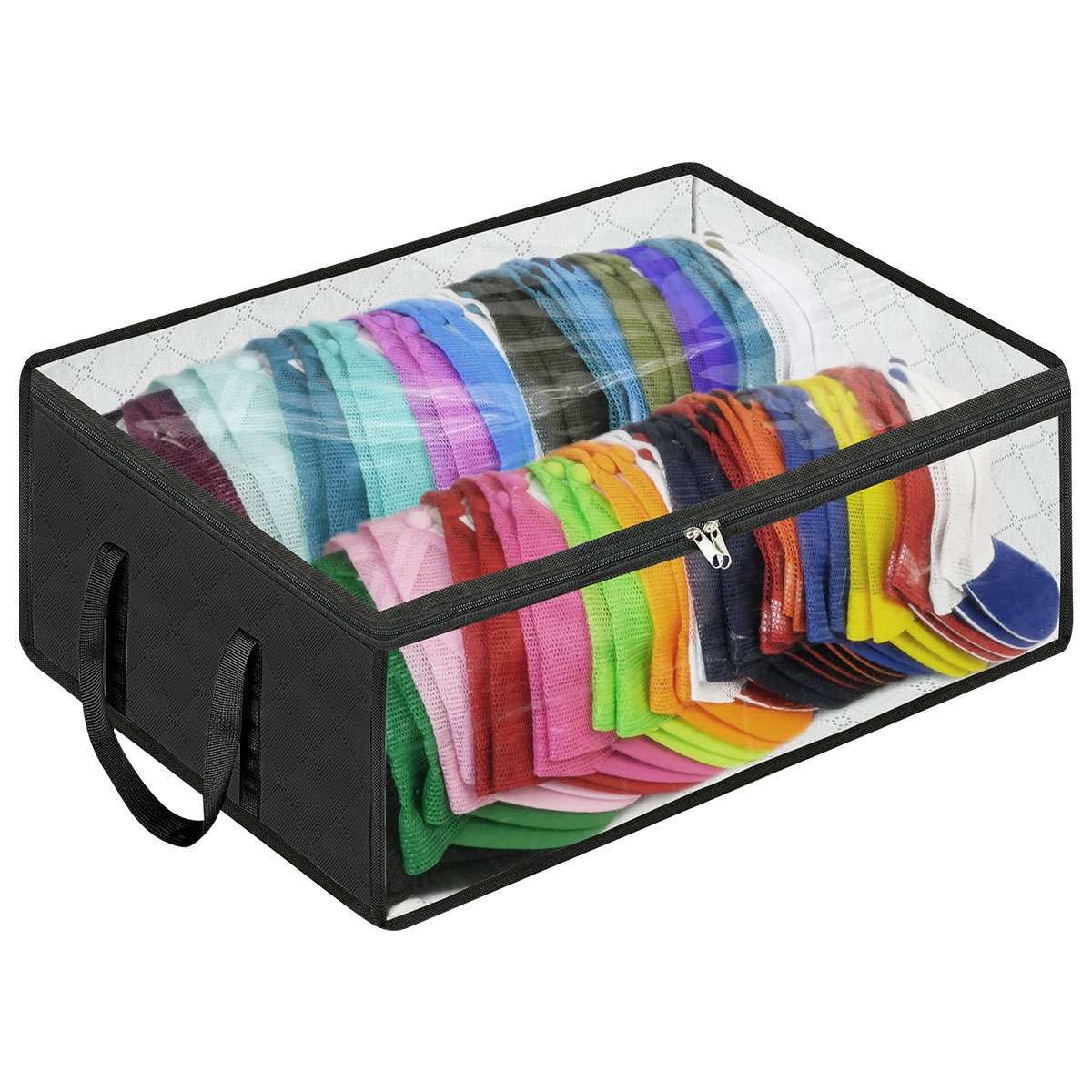 2PCS Hat Storage Dust Bag Baseball Hat Cap Organizer Clear Rack Zipper Black