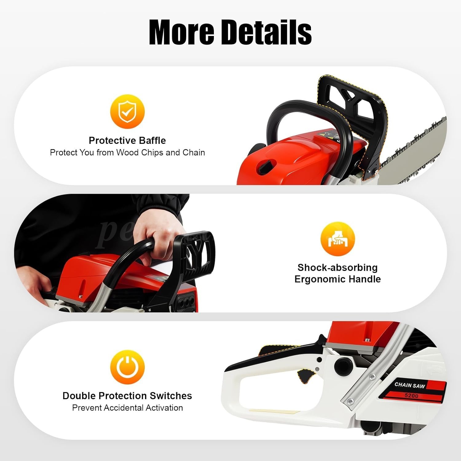 2-Stroke Gasoline Chainsaw 52 CC 20" Bar Power Engine Wood Cutting Gas Chain Saw