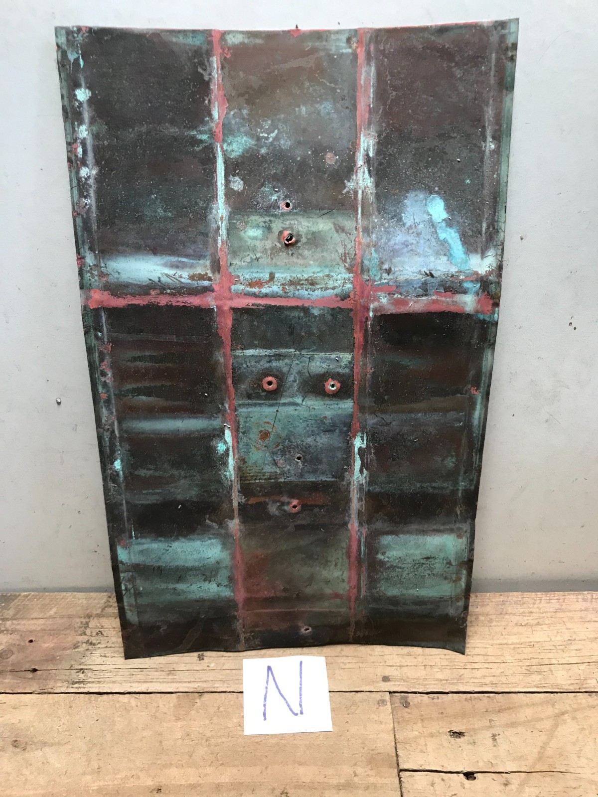 Sheet Copper 18" x 11" Natural Patina Colors Verdigris gauge 24 (N)